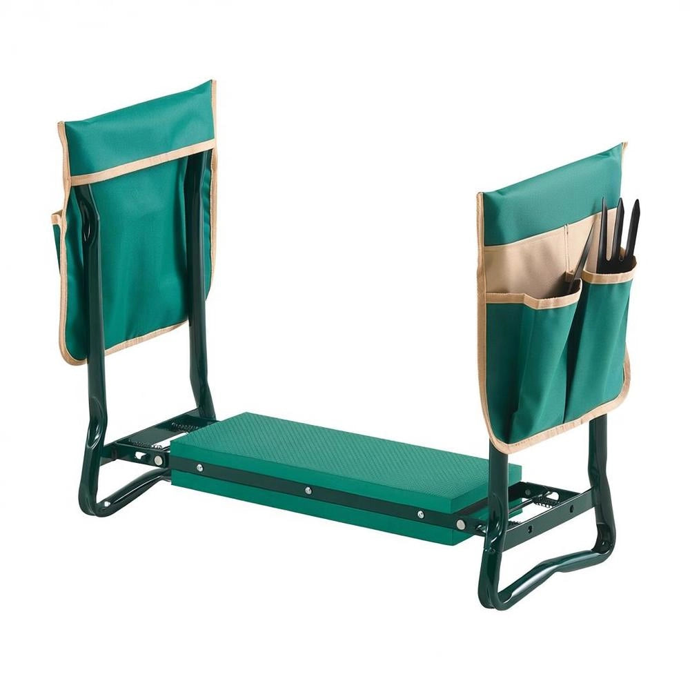 Inginocchiatoio Sedile Giardino 152mm Pieghevole 2 Borse Attrezzi Allevia Dolore