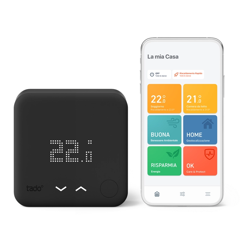TADO¬∞ termostato kit di base V3+. Termostato Intelligente cablato. Compatibile con Alexa e Google Assistant. Nero