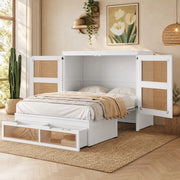 Letto a scomparsa verticale 140x200 cm con cassetti in pino, compensato e MDF bianco