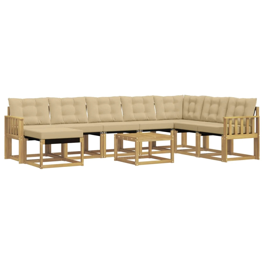 Set di divani da esterno con cuscino 9 pcs Bianco e Beige 3389787