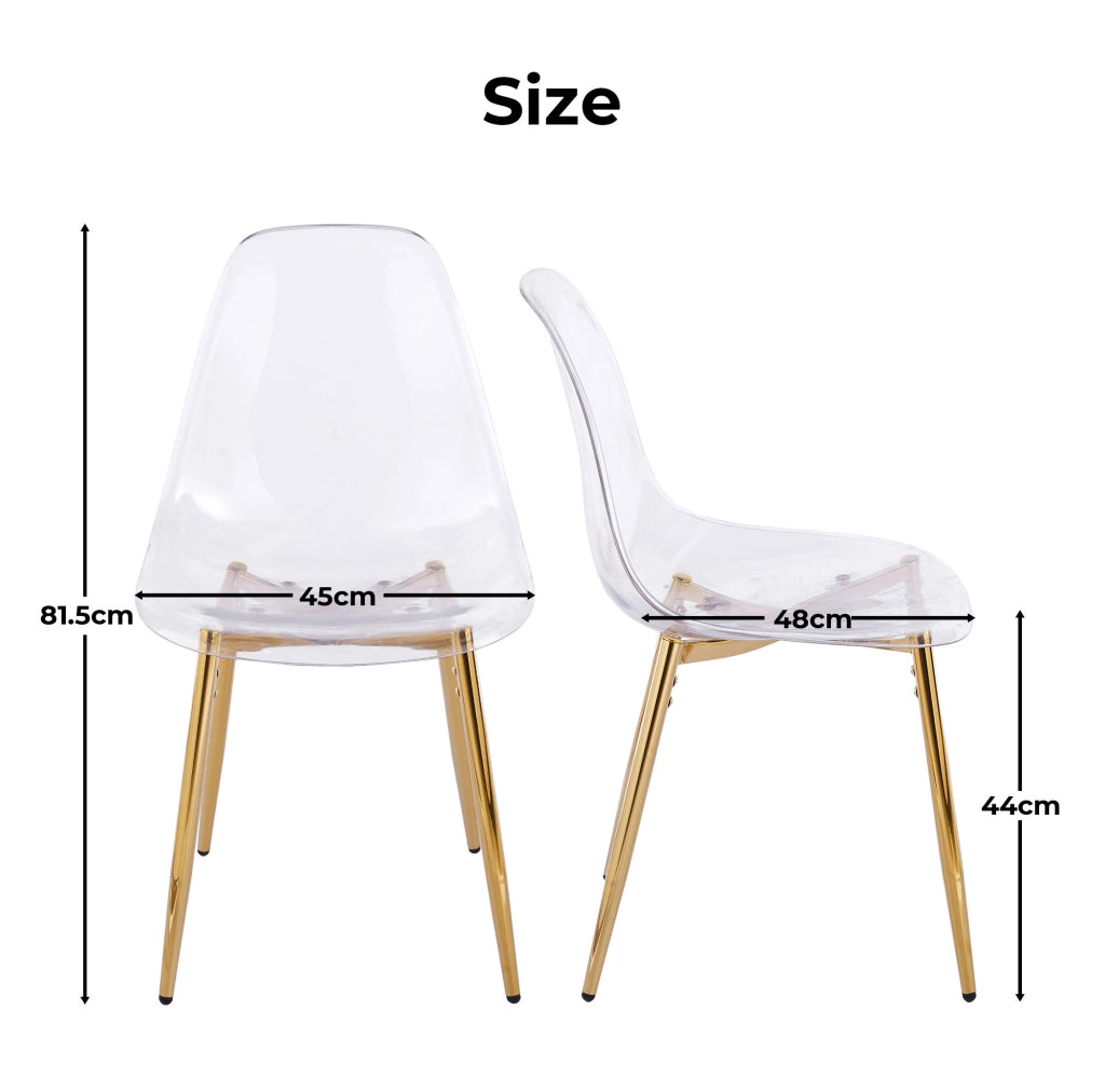 Sedia trasparente in ABS con gambe in metallo dorate HOMVRA
