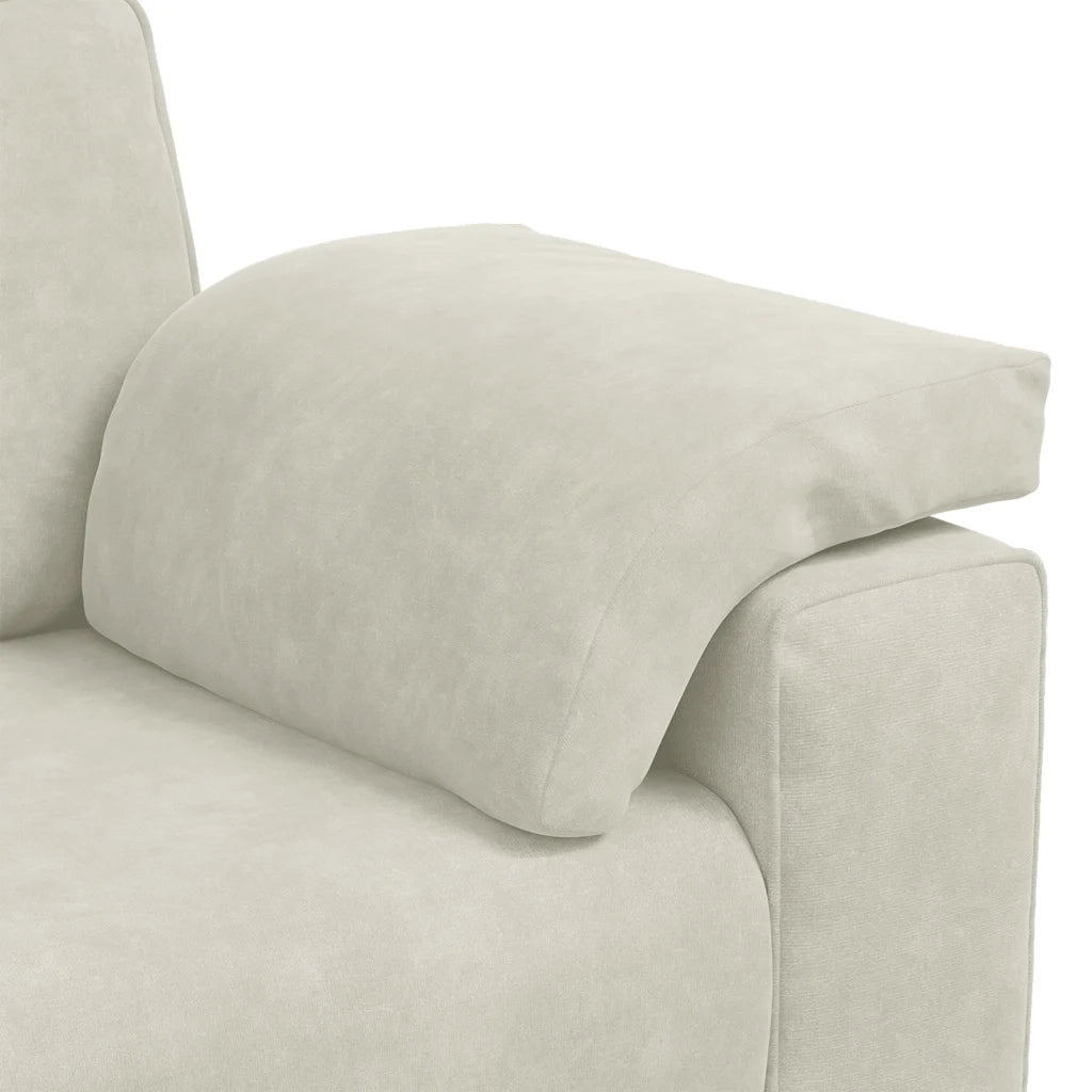 Divano a 3 Posti-Sofa 3 Posti Crema 178 cm in Velluto