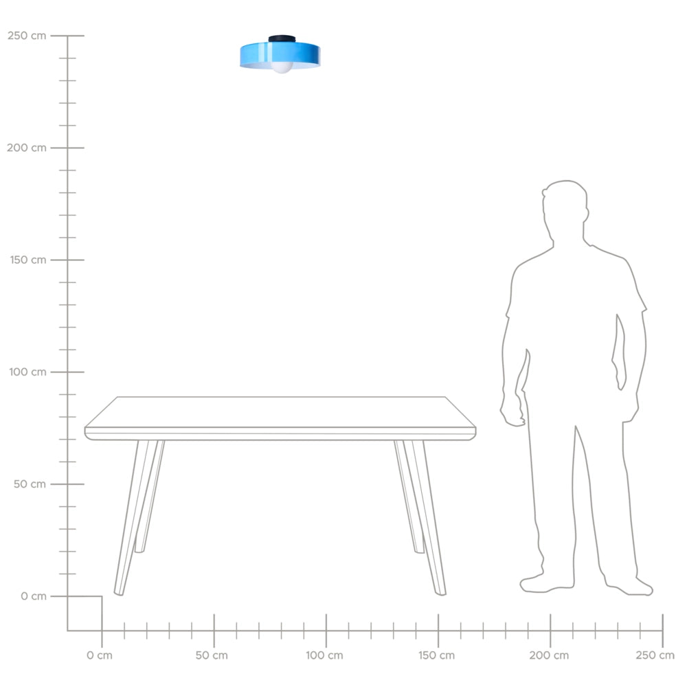 Lampada da soffitto con paralume in vetro blu, modello a incasso, ideale per soffitti bassi