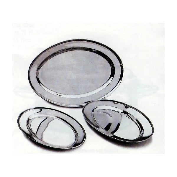 Vassoio piatto da portata ovale in acciaio inox 25 cm