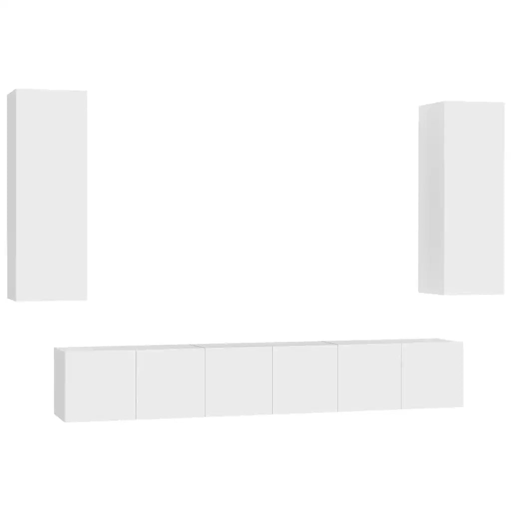 Set Mobili Porta TV 5 pz-Credenza per TV Bianco in Legno Multistrato 265198