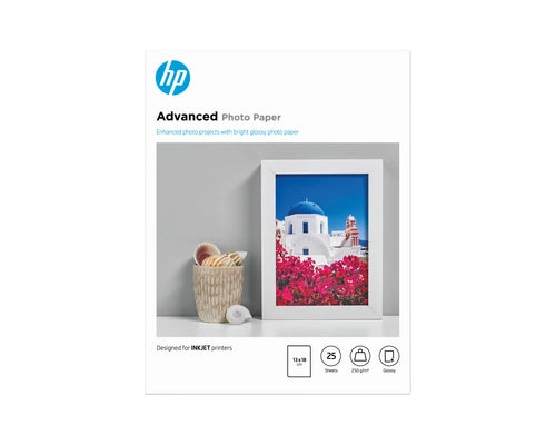 HP Carta fotografica Advanced, lucida, 250 g/m2, 13" x 18" (127 x 178 mm), 25 fogli
