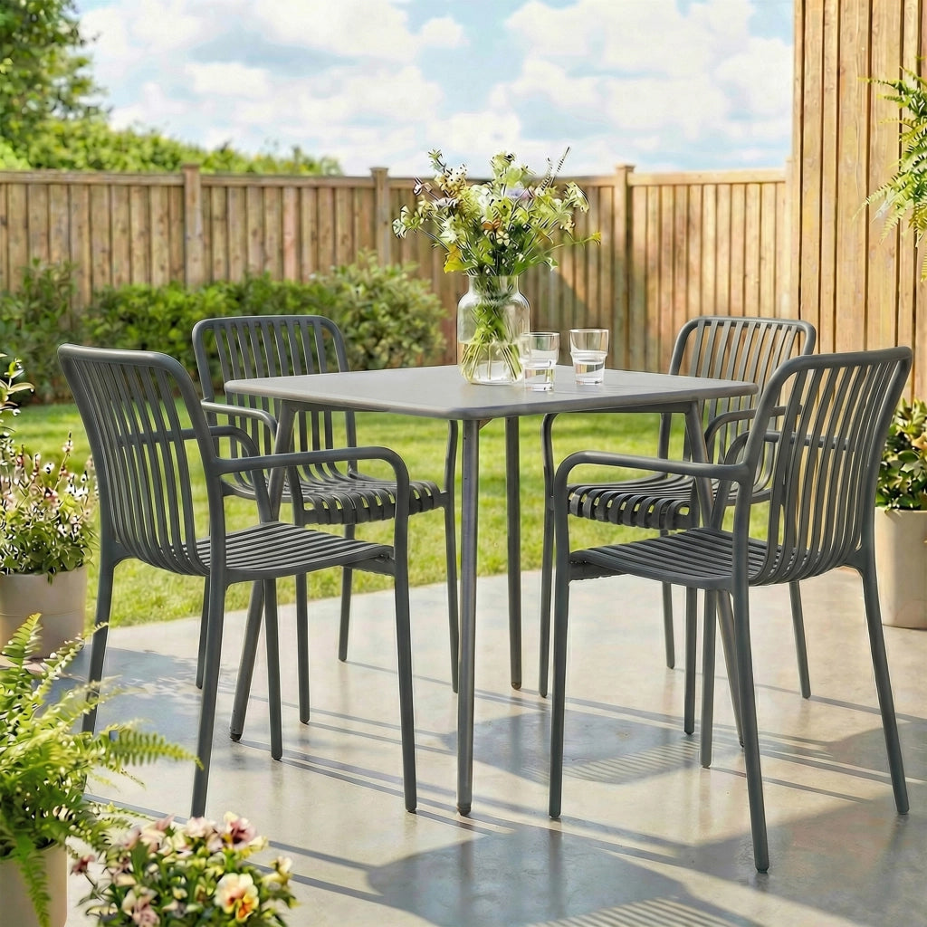 Set sedie da giardino impilabili ¨C Minimal ¨C grigio scuro 4 pezzi
