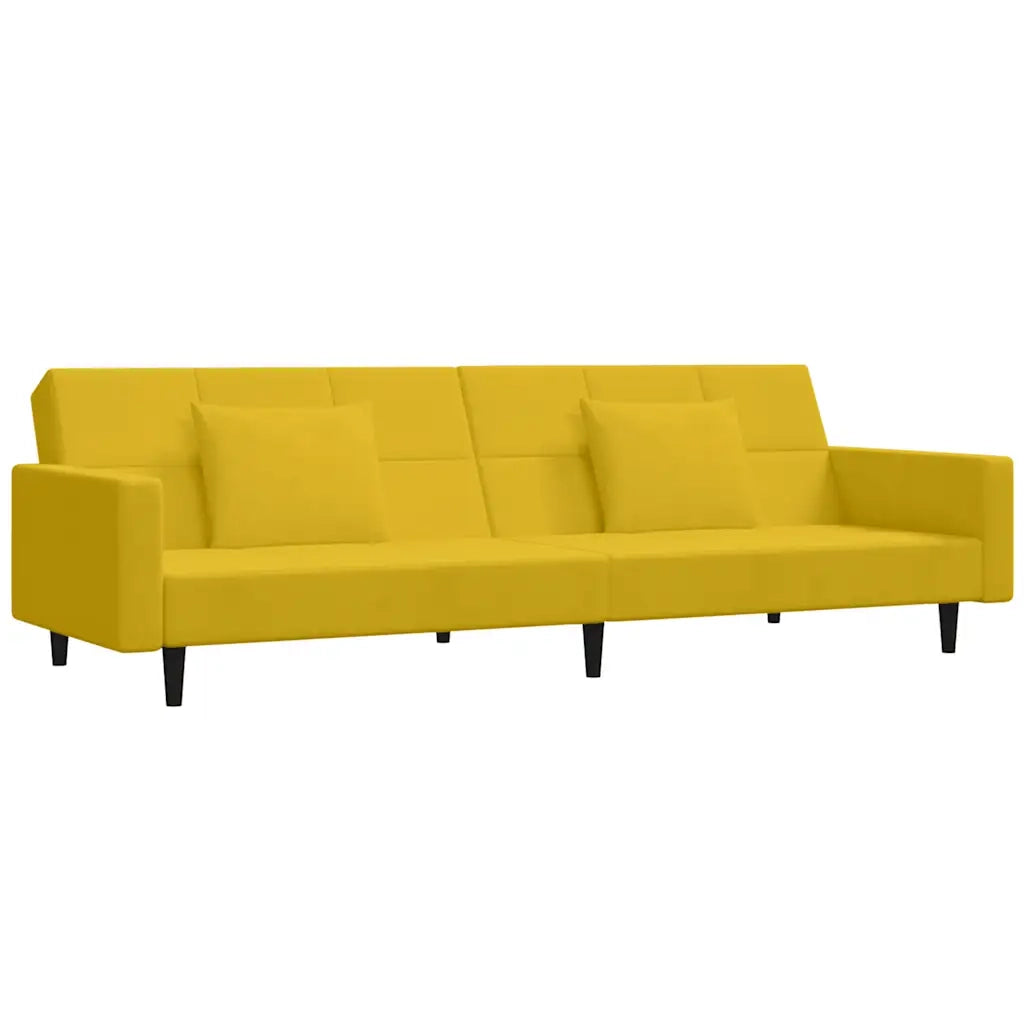 Divano letto | Sof¨¤ letto | Letto singolo a 2 Posti con 2 Cuscini Giallo in Velluto