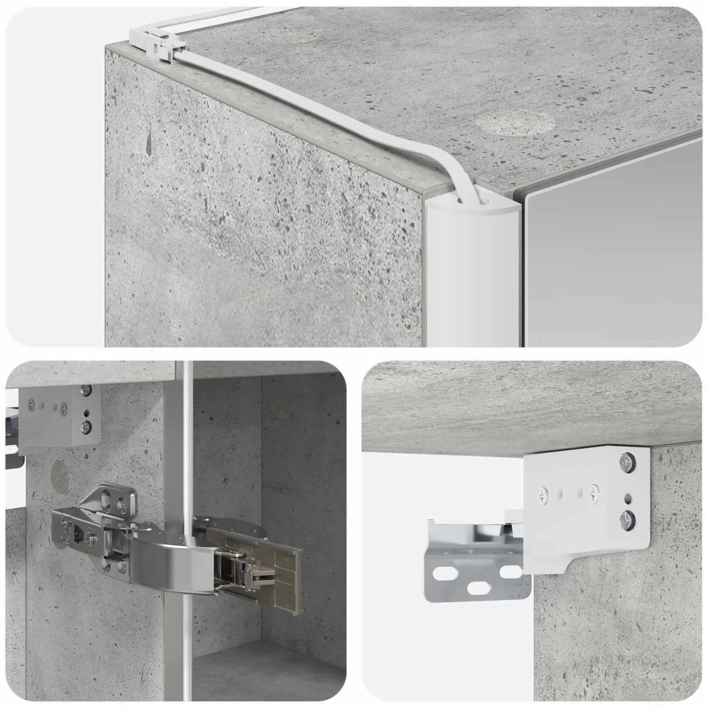 Mobiletto per specchio da bagno Grigio cemento 889218