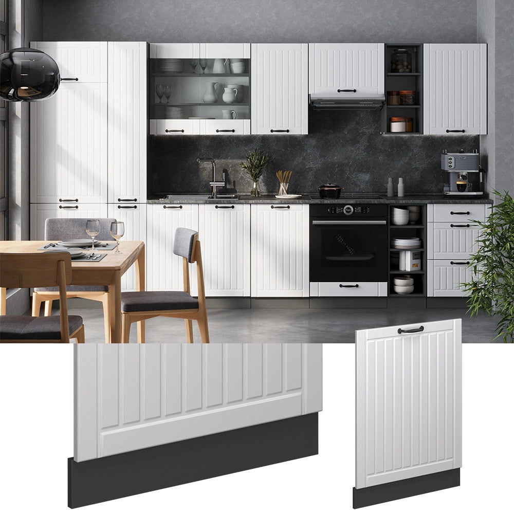 Pannello frontale della lavastoviglie Fame-Line Bianco rustico/Antracite 60 cm, PL Marmo Vicco