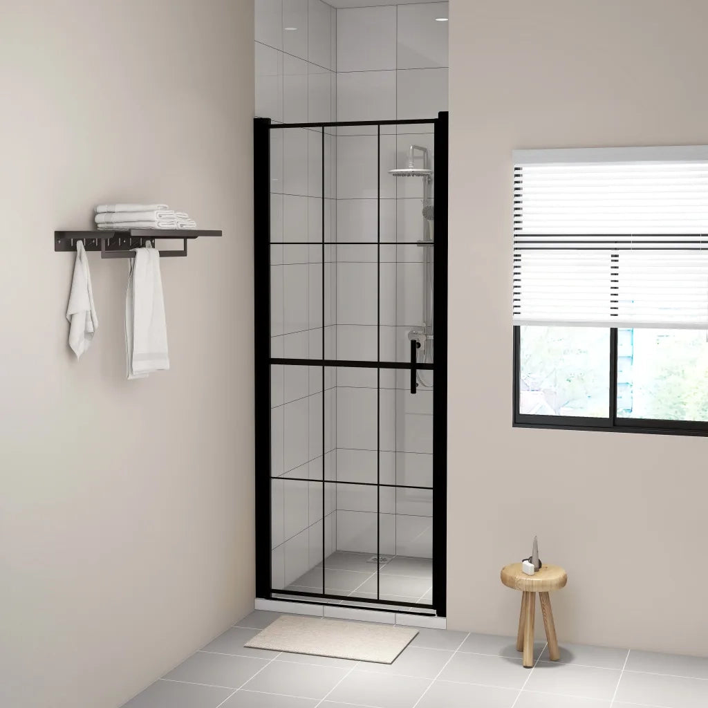 Porta per Doccia in Vetro Temperato 81x195 cm Nero CFW2604708