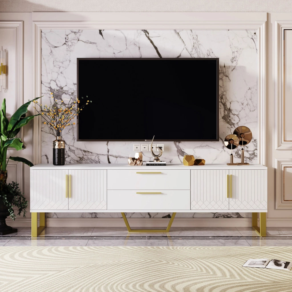 Credenza TV bianca in MDF; 170 cm