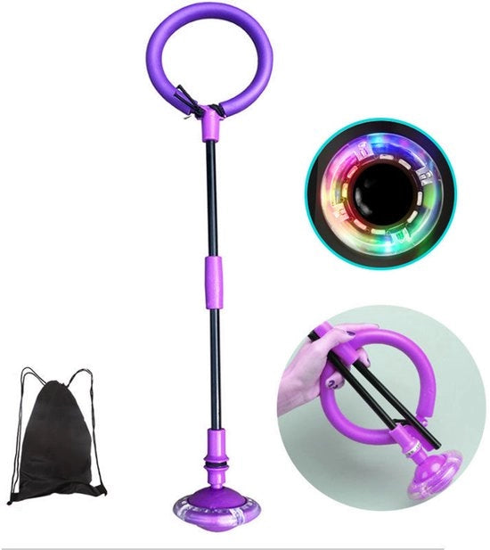 Ruota da ballo - Rotella colorata e lampeggiante con pallone rotante - Trampolino - Adatto per bambini e adulti - Comoda e portatile - Carrozzino lampeggiante integrato - Inclusa borsa di trasporto - Adatto per bambini e adulti - Blu