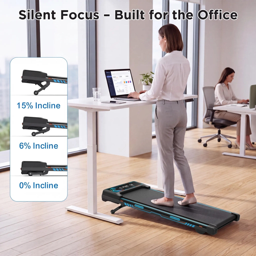 Tapis Roulant da Passeggio per Casa e Ufficio, Pieghevole con Inclinazione Automatica 15%, Motore Silenzioso, Portata 150 kg, Telecomando
