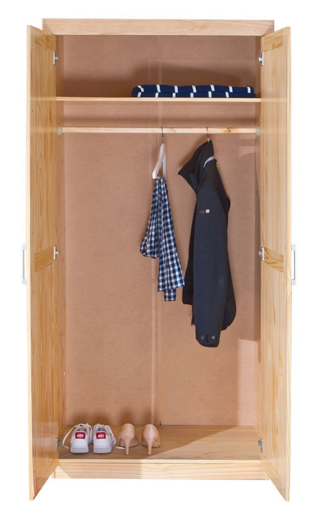 ARMADIO LEON 2 ANTE 95x55x190H PINO MASSELLO FINITURA NATURALE INTER LINK