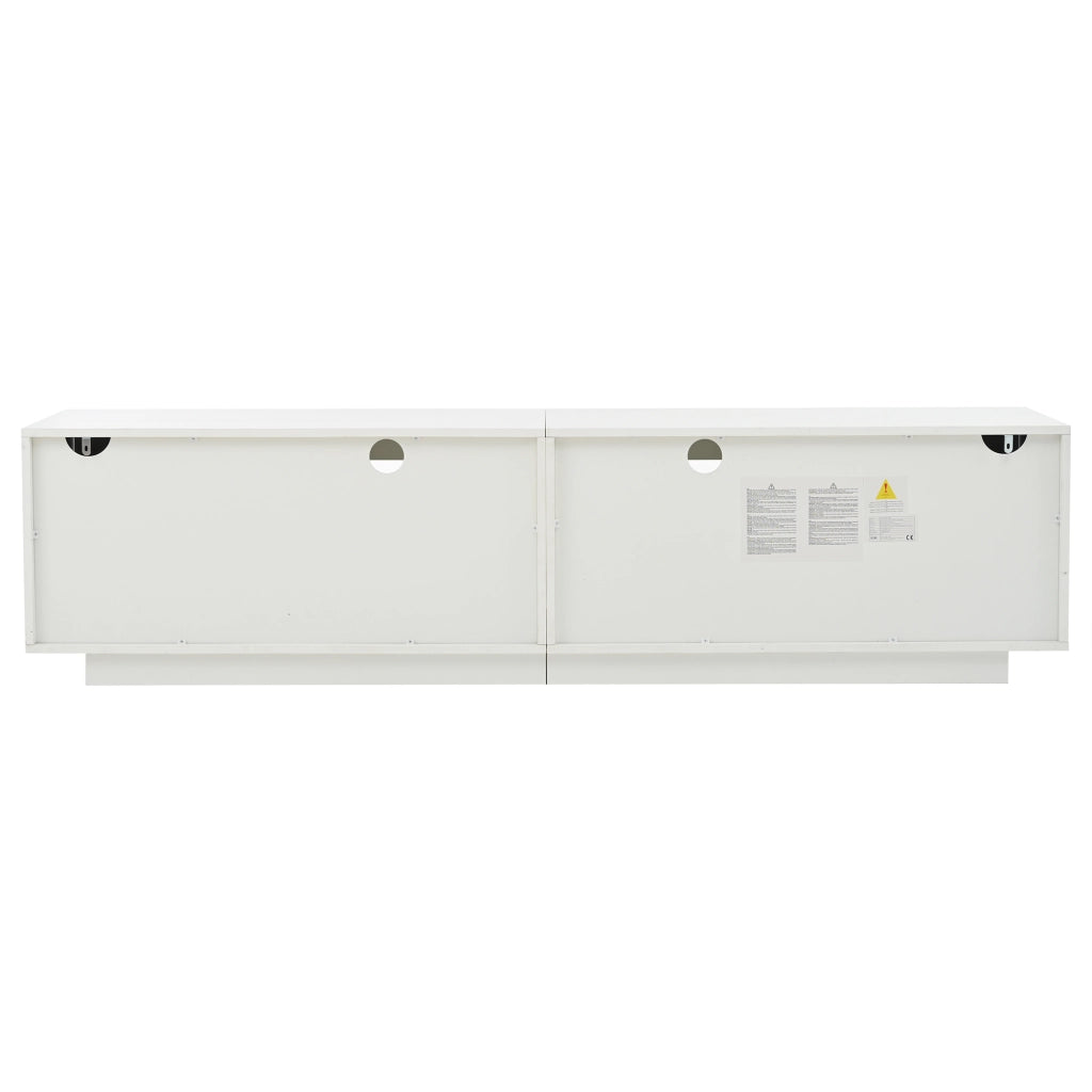 Mobile TV LED con 2 cassetti, 2 ante e 2 vani semichiusi, finitura lucida, per soggiorno, bianco, 180 × 40 × 45 cm