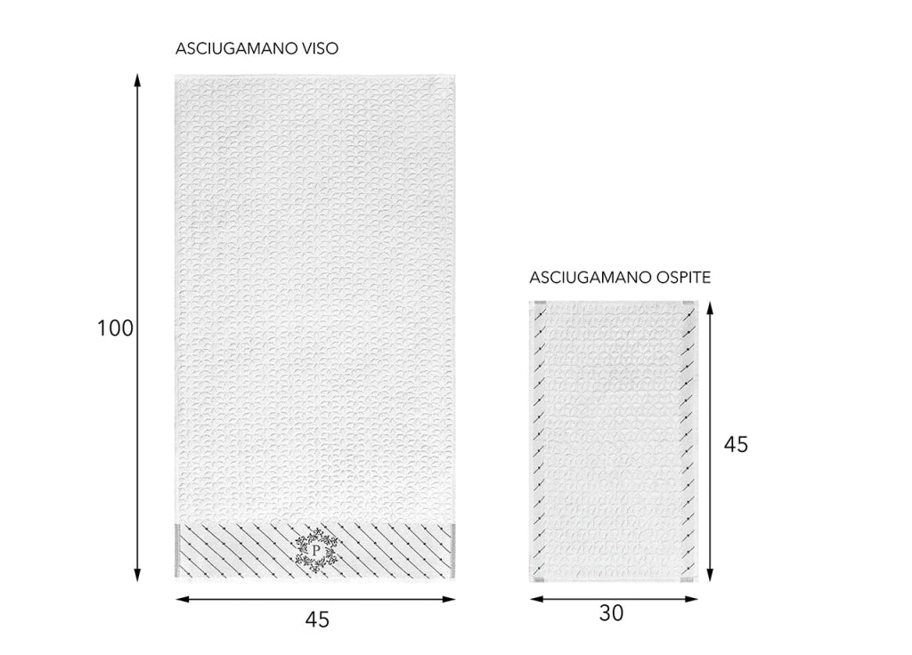 Set Asciugamano Copiola Salvietta Bagno In Spugna 100% Cotone Con Iniziali Lettere - Set 2 - P