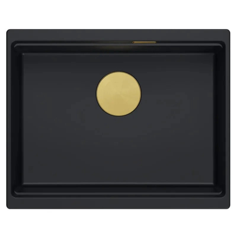 Lavello In Granito Logan 100 Black Tappo rame spazzolato