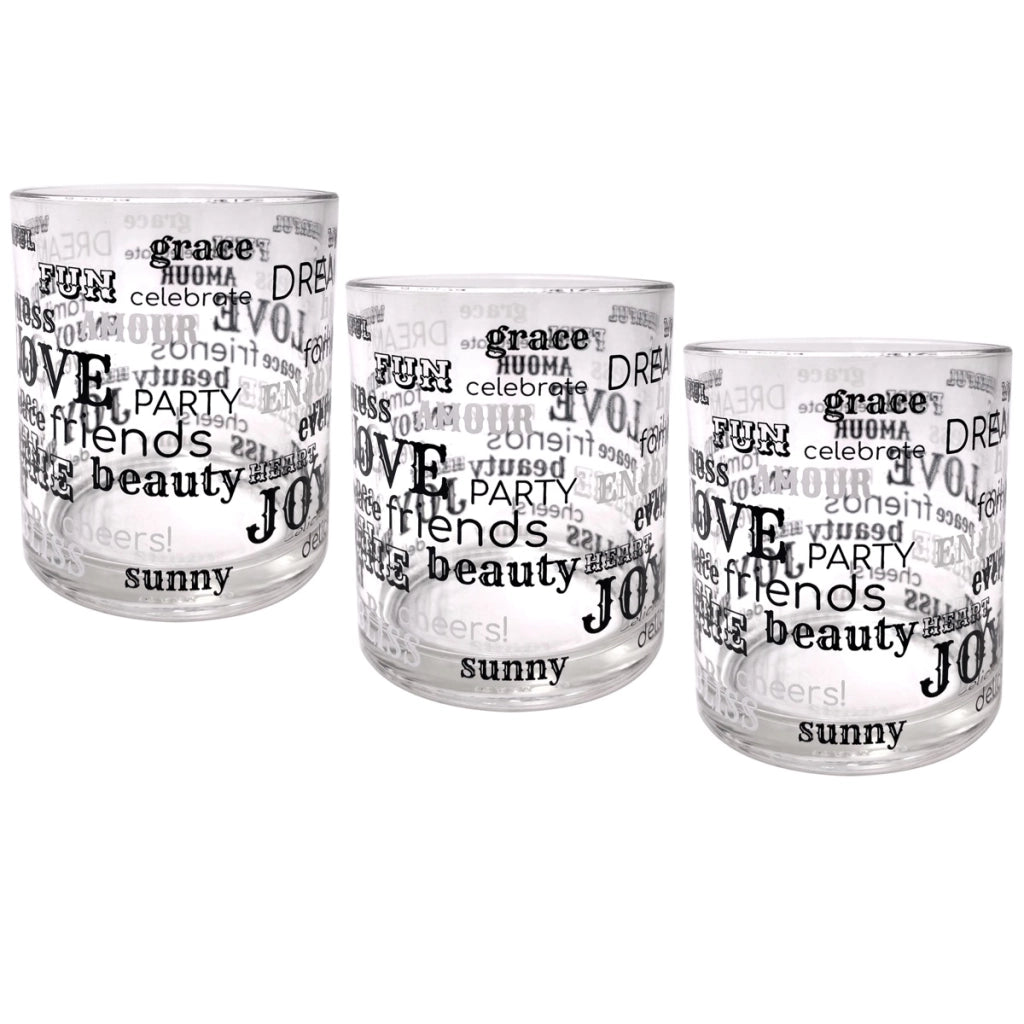 MAURY'S BICCHIERI PER ACQUA LETTERING IN CONFEZIONE DA 3 PEZZI