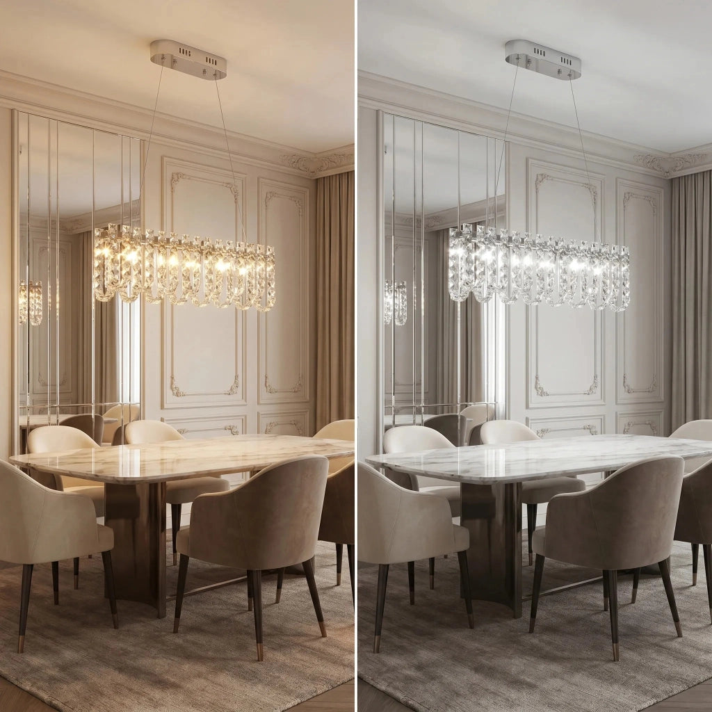 Lampada A Sospensione A Led In Cristallo Swe073-cp 60cm Chrome