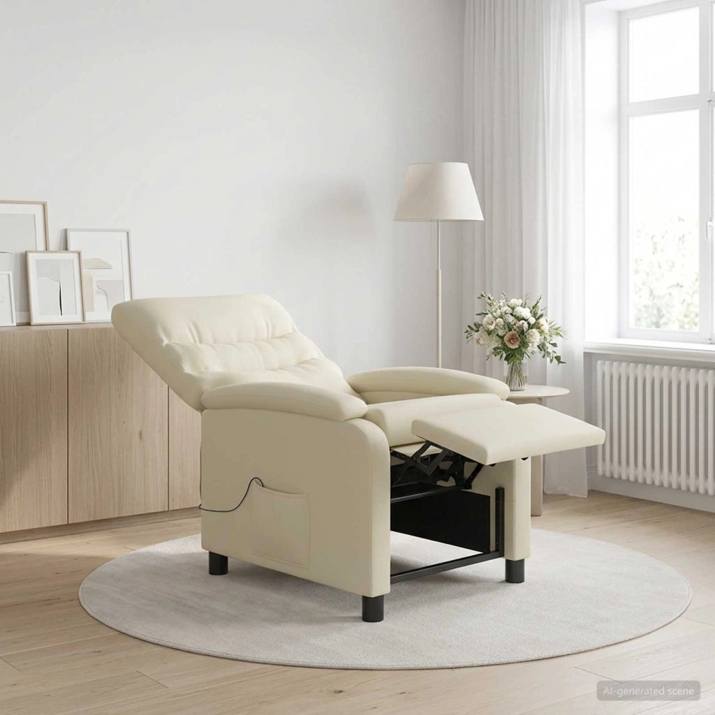 Poltrona Massaggiante Crema Similpelle 42034902