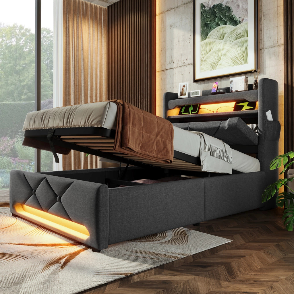 Letto singolo contenitore 90x200 con materasso