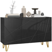 Cassettiera con 2 Ante e Ripiano Regolabile ¨C zephmum ¨C Nero e Oro 120x40x75