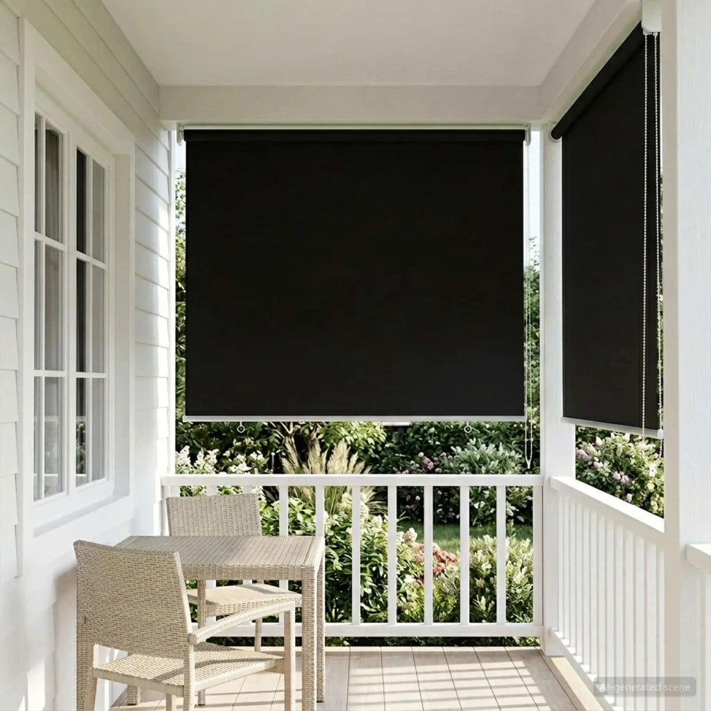 Voletta a rullo | Tenda a rullo con protezione UV Nero 80 x 140 cm Poliestere