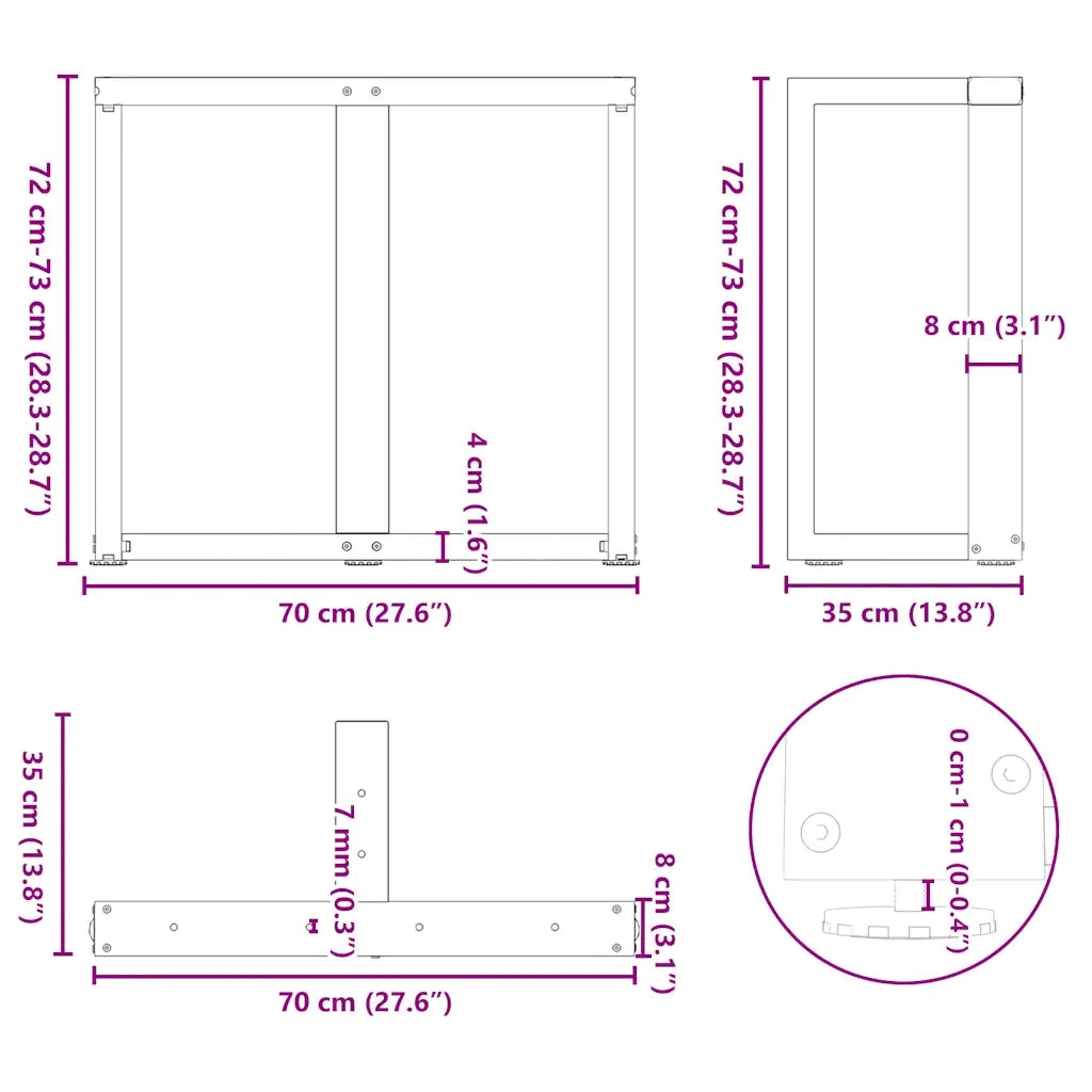 Gambe per tavolo da pranzo a forma di T 2 pz Antracite 70x35x(72-73) cm Acciaio 4013058