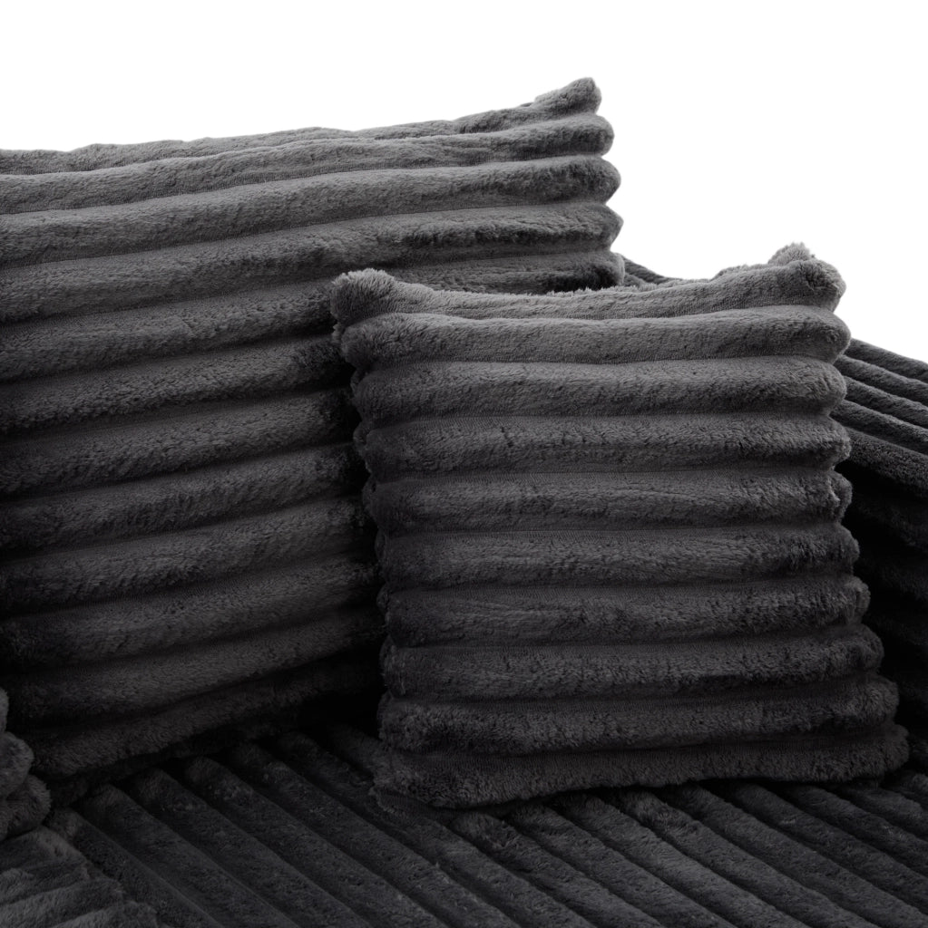 Divano a U in Corduroy con Porta Bicchieri, Tasche Laterali e Cuscini, 320x155x88 cm, Ergonomico per Soggiorno