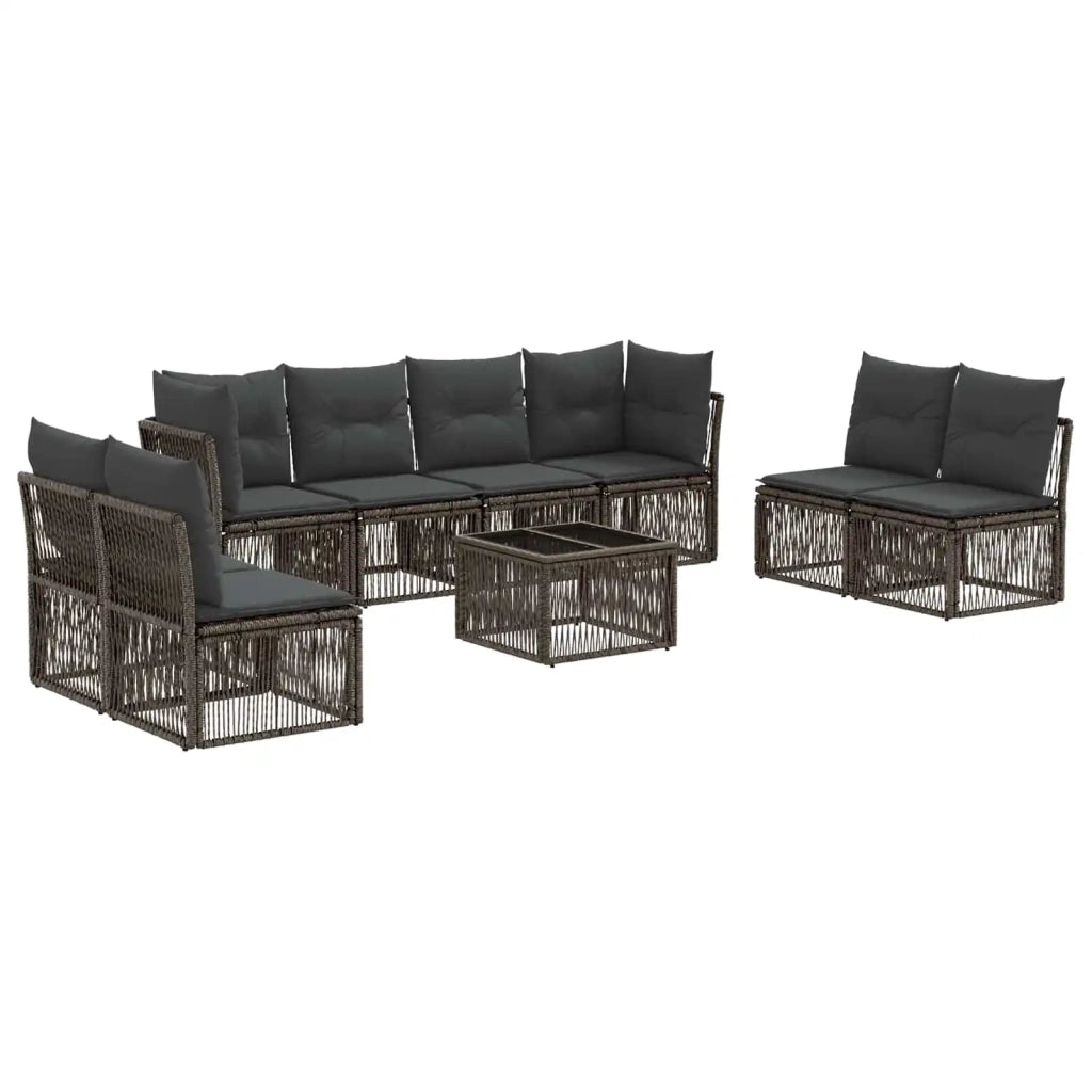 Set Divano da Giardino 9 pz Grigio polyrattan 3434174