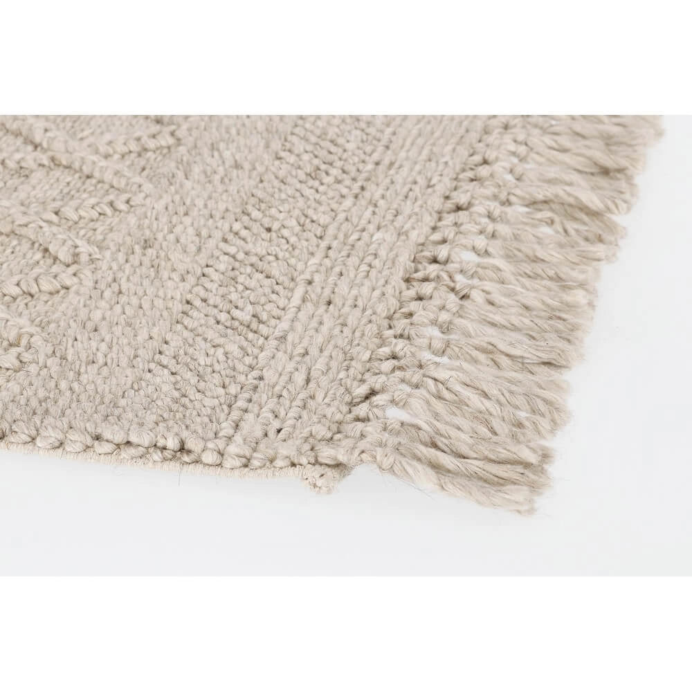 Tappeto in Lana Tessuto a Mano con Rombi e Frange 160x230 - MORGAN