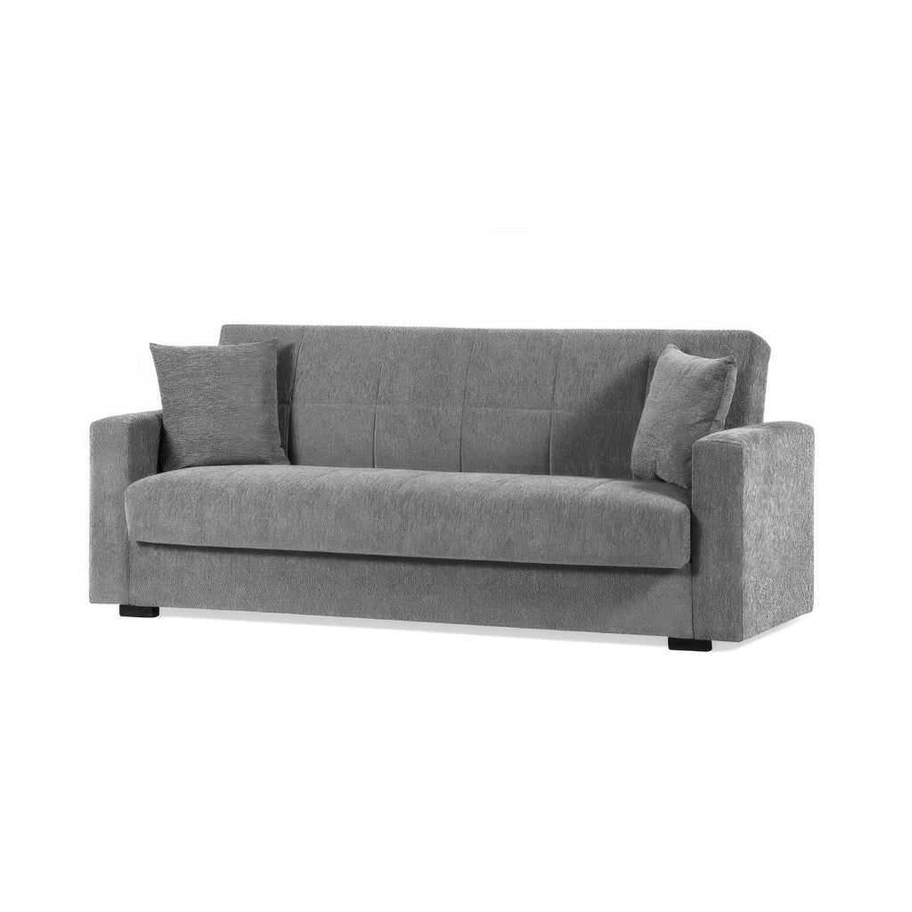 Divano Letto 3 Posti 212 x 80 x 87 cm Grigio con Vano Contenitore e Letto 106 x 182 cm Nora Lumos