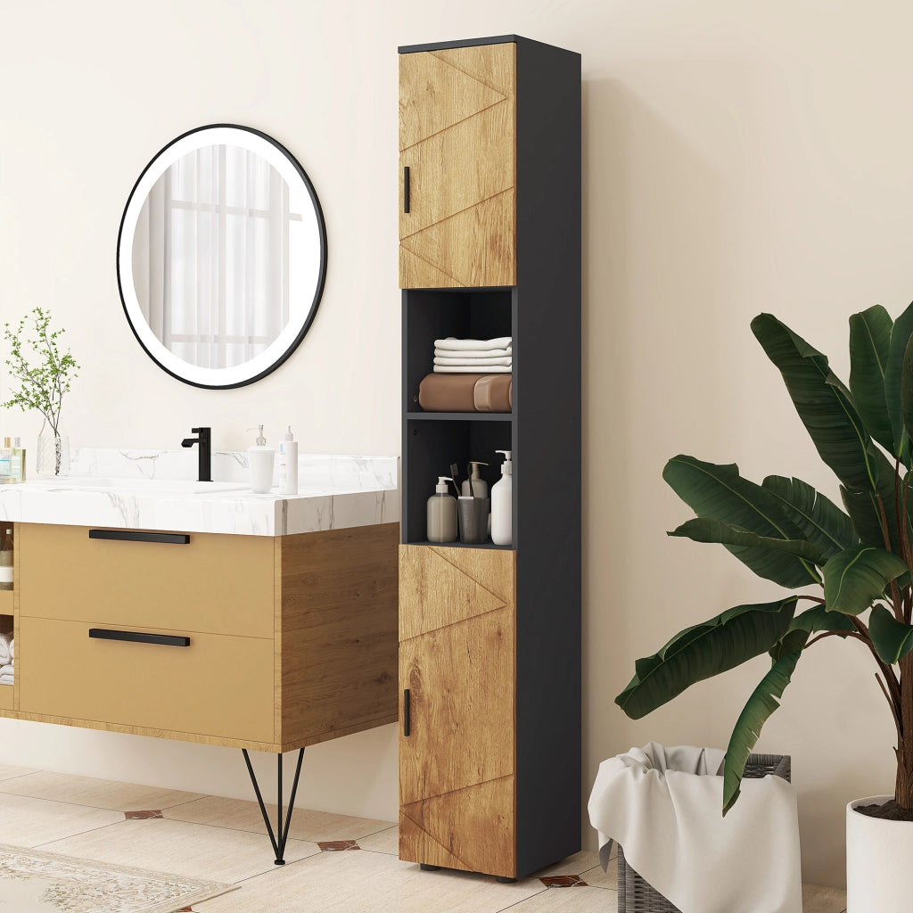 Colonna bagno 2 porte ¨C Minimal ¨C 30x30x183 cm rovere grigio scuro