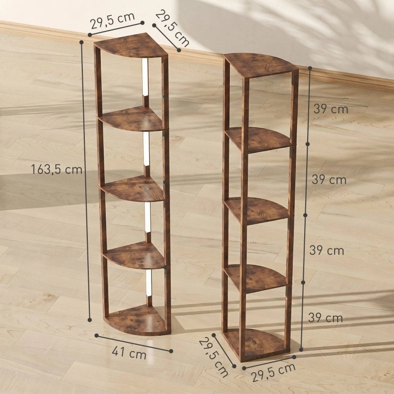 Lampada da terra LED con ripiani 41×29,5×163,5 cm in MDF marrone