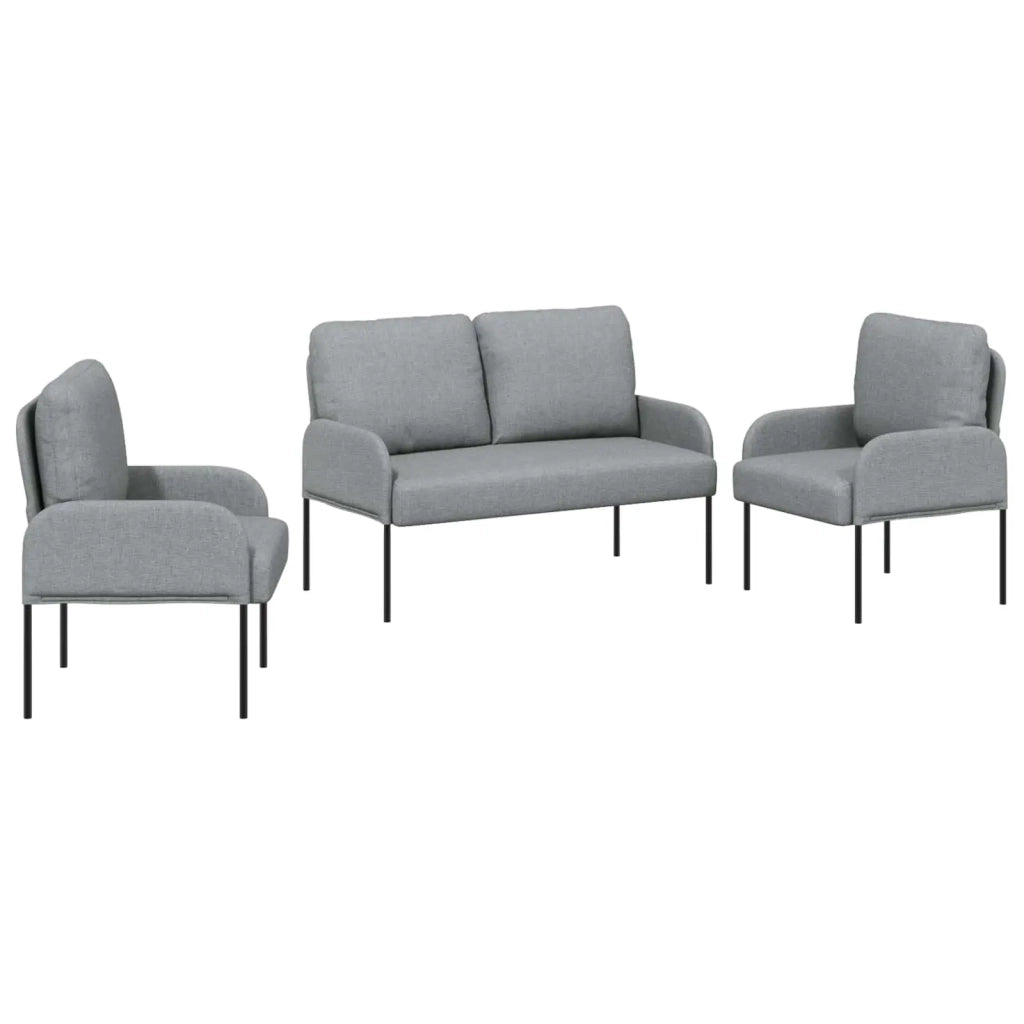 Set divani con cuscino 3 pcs Grigio chiaro 115 x 56 x 80 cm 3406208