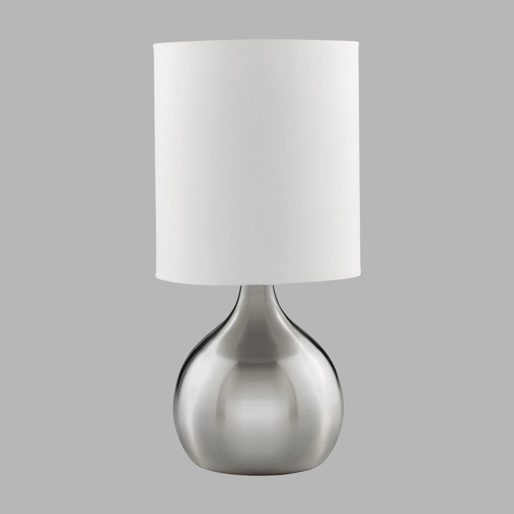 Abatjour Contemporaneo Tocco Acciaio Argento Tessuto 1 Luce E14