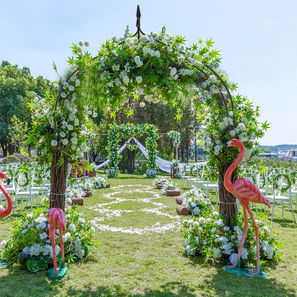 Arco metallico per varie piante rampicanti, Pergolato da interno ed esterno per matrimoni 140x38x225cm Nero-Decorazioni da giardino