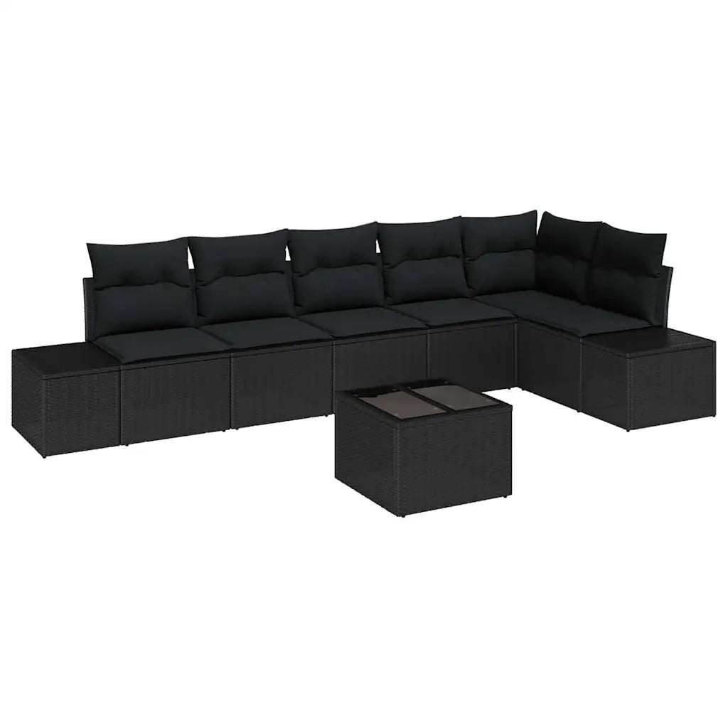 Set Divano da Giardino con cuscino 7 pcs Nero polyrattan 3347093