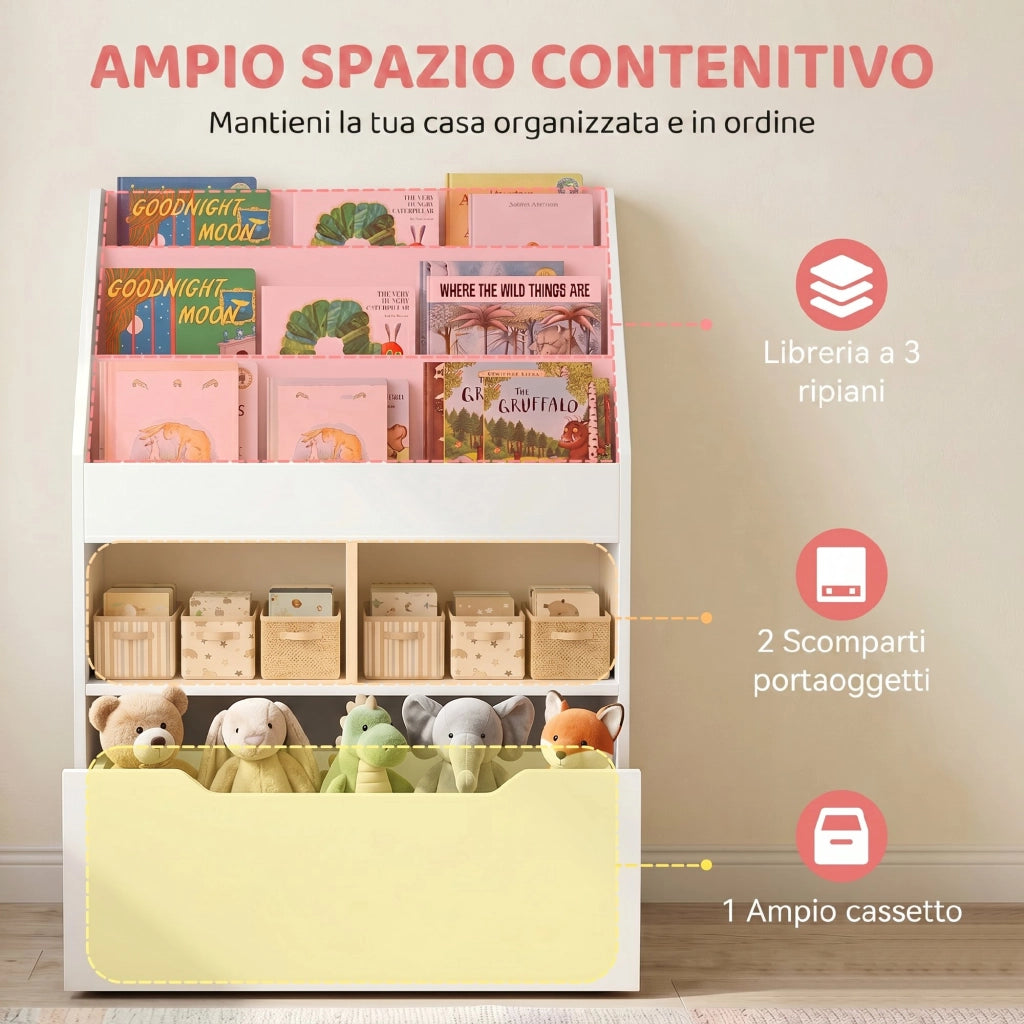 Libreria per Bambini ¨C Minimal ¨C Bianco, MDF, 60x30x90