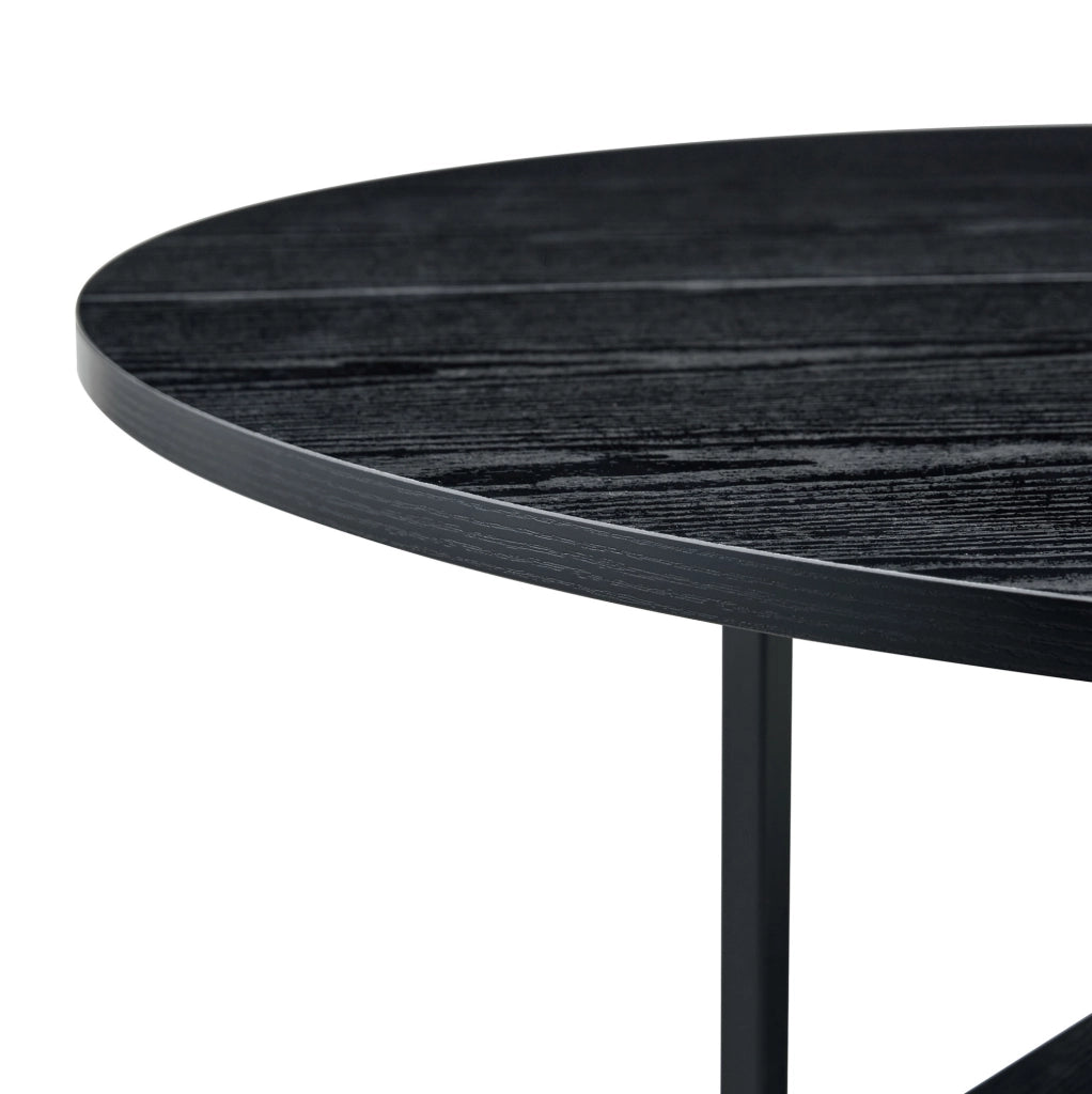 Tavolo da pranzo rotondo Ø107 cm con 2 ripiani in MDF e metallo nero