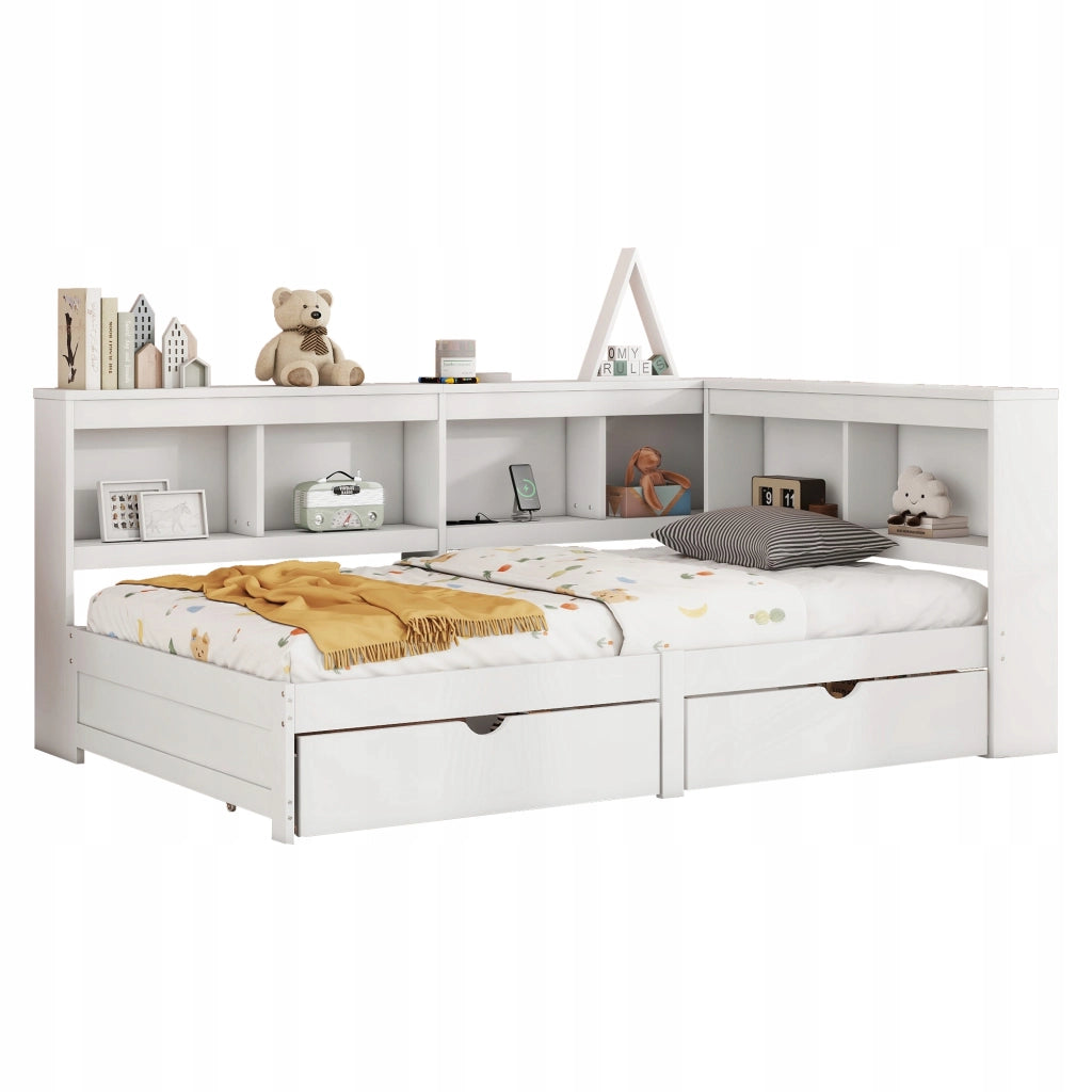 Daybed 90x200 - Xylo - Bianco con cassetti e porta USB