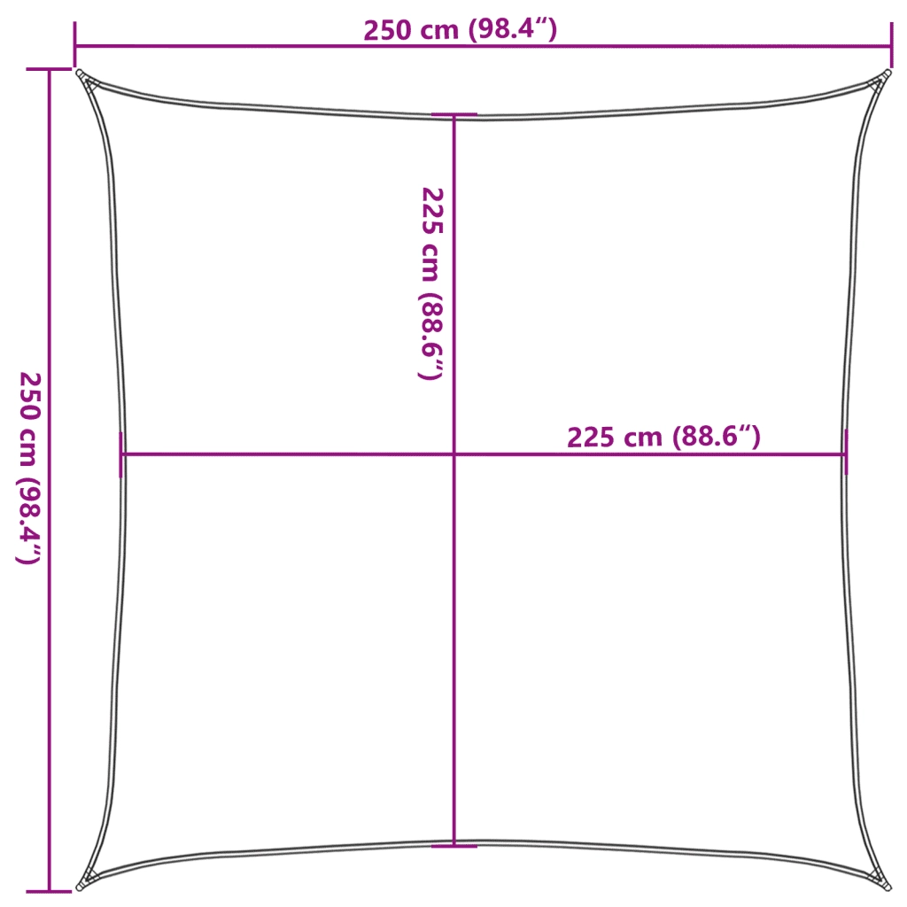 Vela Parasole-Telo Ombra-Vela Ombreggiante 160 g/m2 Blu 2,5x2,5 m in HDPE
