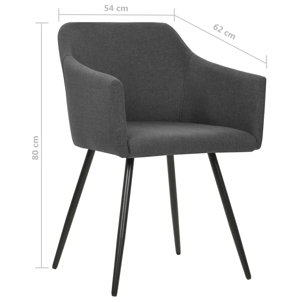 Sedie da Pranzo 2 pz Grigio Scuro in Tessuto 323094