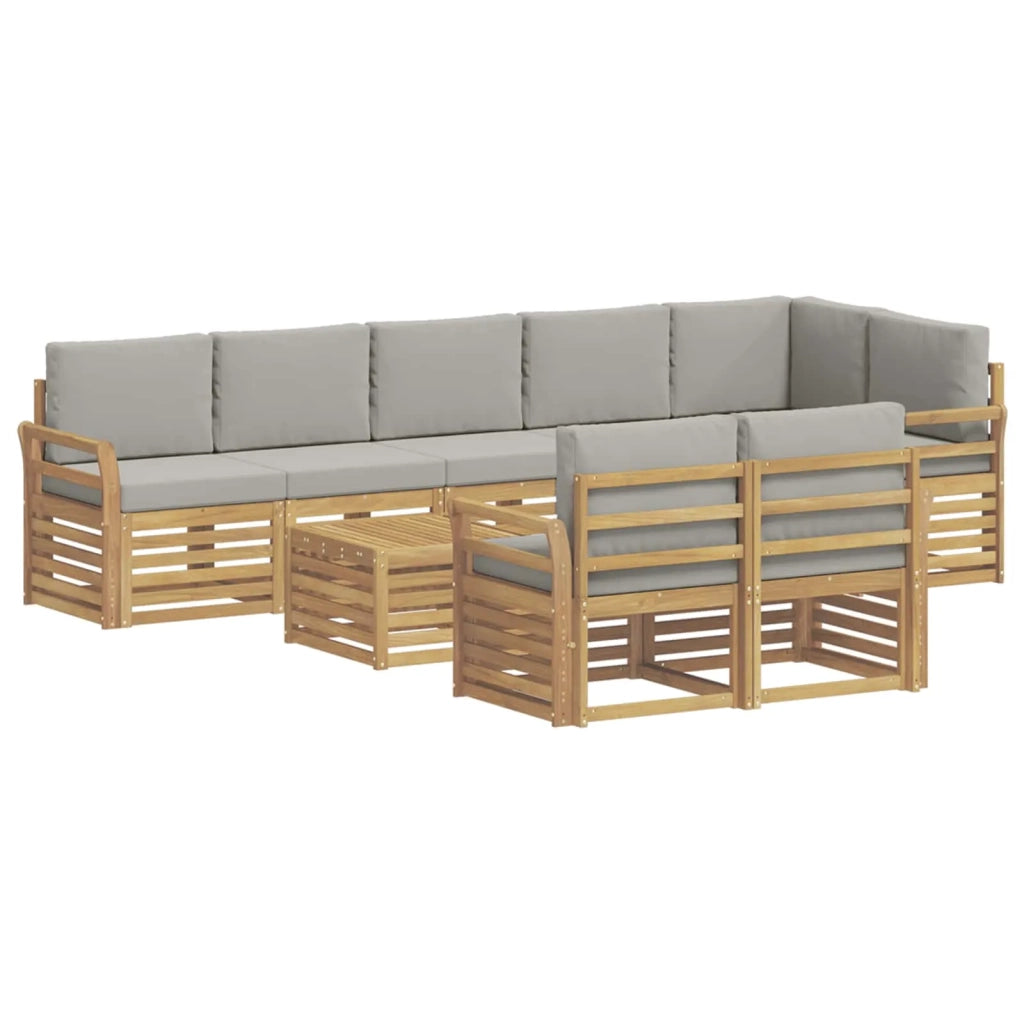 Set di divani da esterno 9 pcs Bianco e Grigio Chiaro 3392076