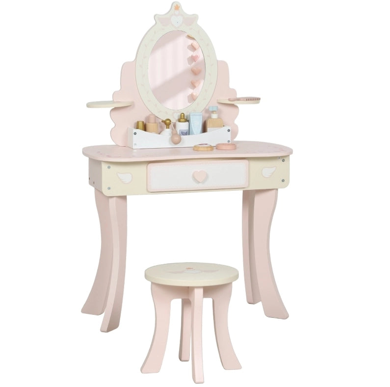 Toeletta per bambini 59,8 x 29,6 x 89,8 cm rosa - 2 in 1 con specchio rimovibile