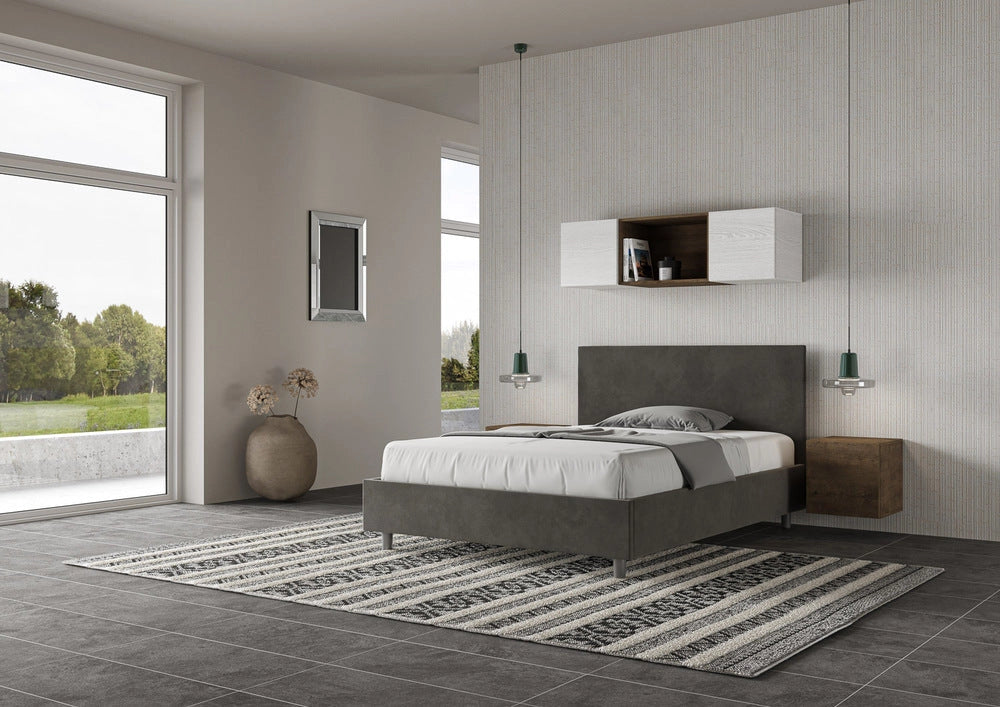 Letto Matrimoniale 160x200 cm con Rete Adele Grigio