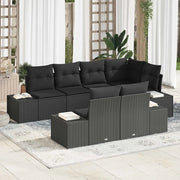 Set Divano da Giardino con cuscino 7 pcs Nero polyrattan 3347103