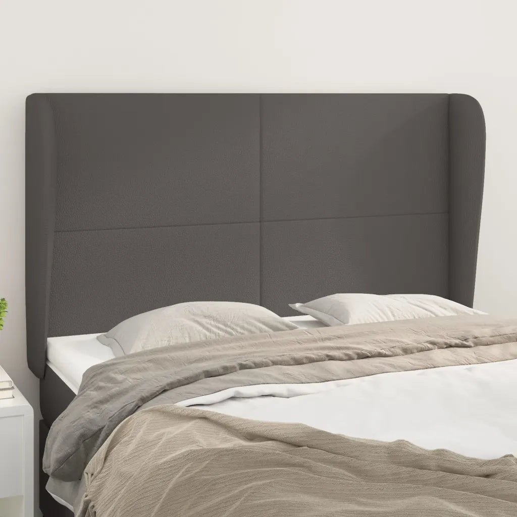 Testiera | Testata ad Orecchio Grigio 147x23x118/128cm in Similpelle