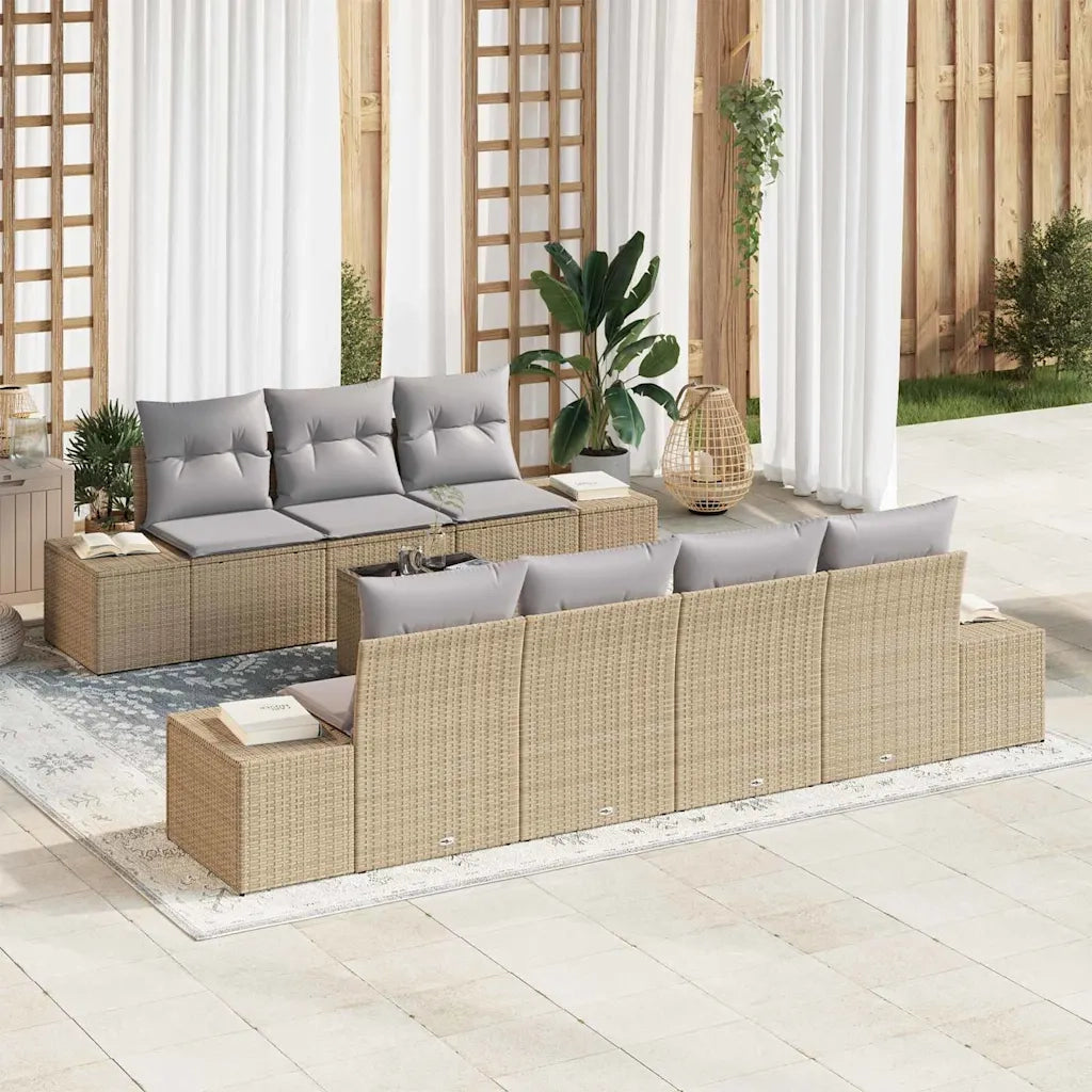 Set Divano da Giardino con cuscino 8 pcs Beige polyrattan 3346970